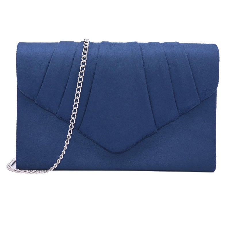 Milisente Clutch Purses For Women Suede Pleated Evening Bag Bridal Evening Clutch Bag (Navy) - Image 1